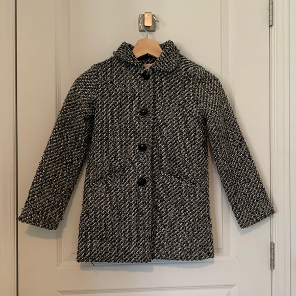 Black & White Button Up Tweed Trench Coat - Picture 2 of 8